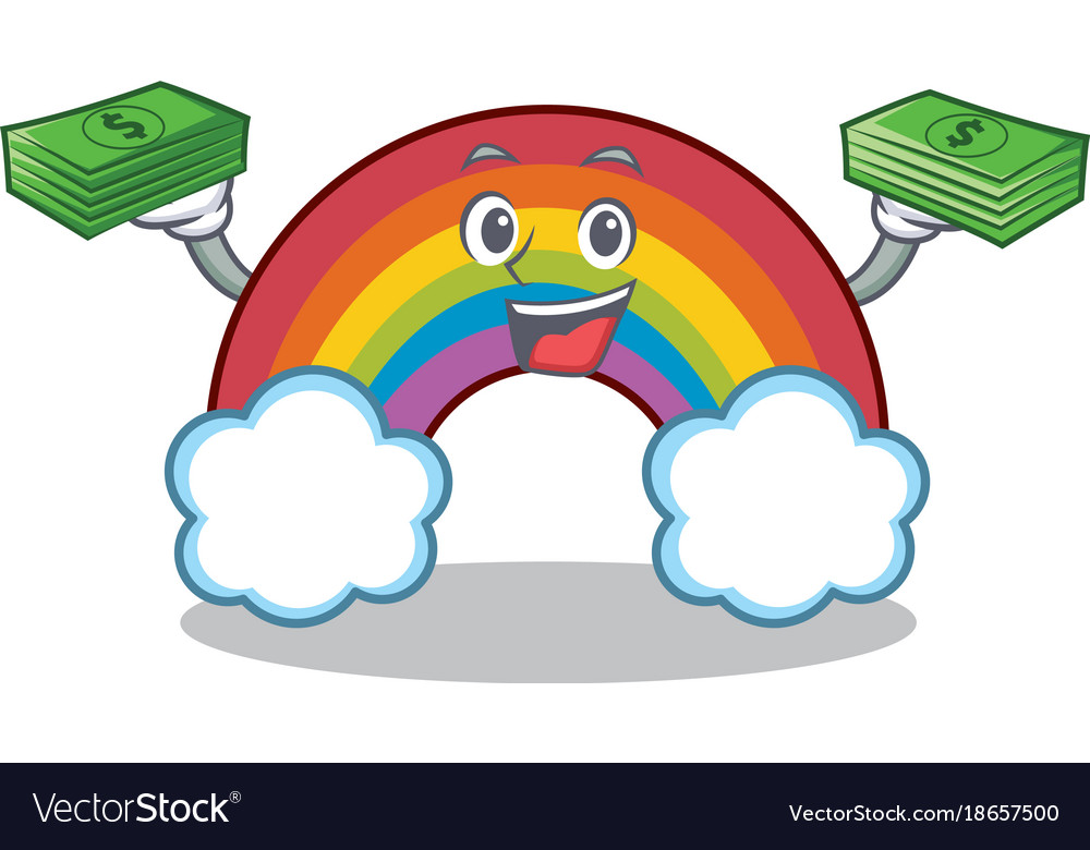 With money colorful rainbow character cartoon