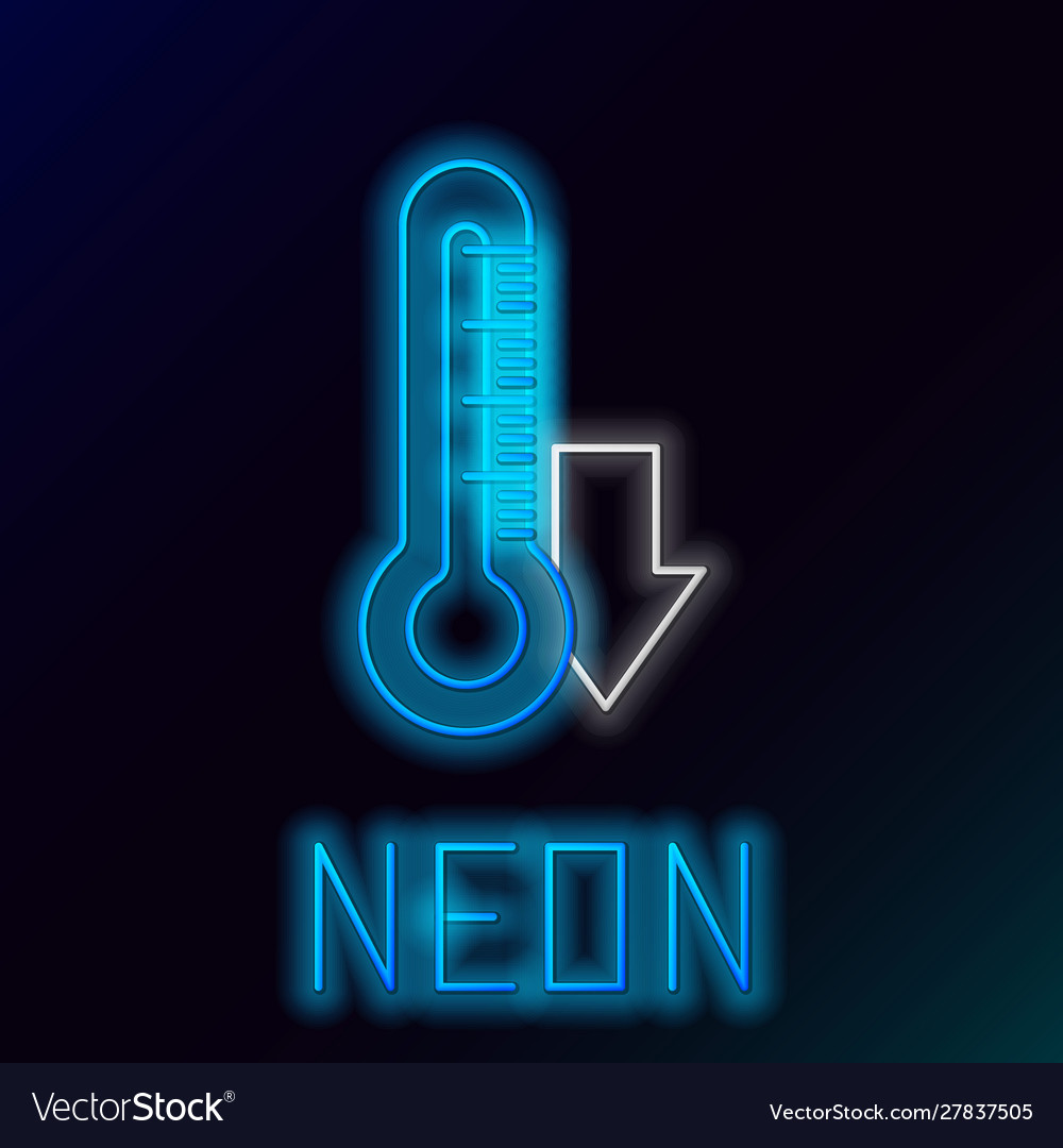 Blue glowing neon line thermometer icon isolated Vector Image