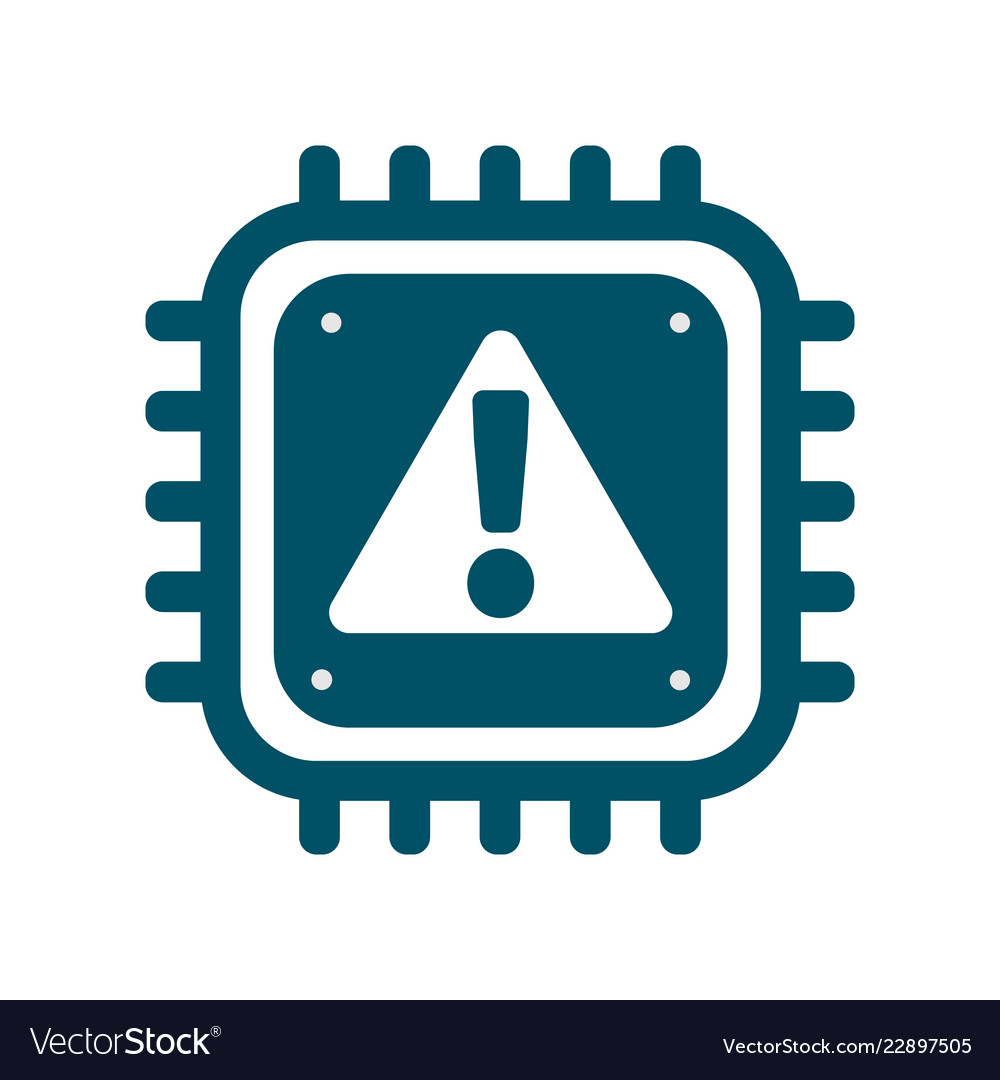 Cpu icon with alert sign cyber security Royalty Free Vector