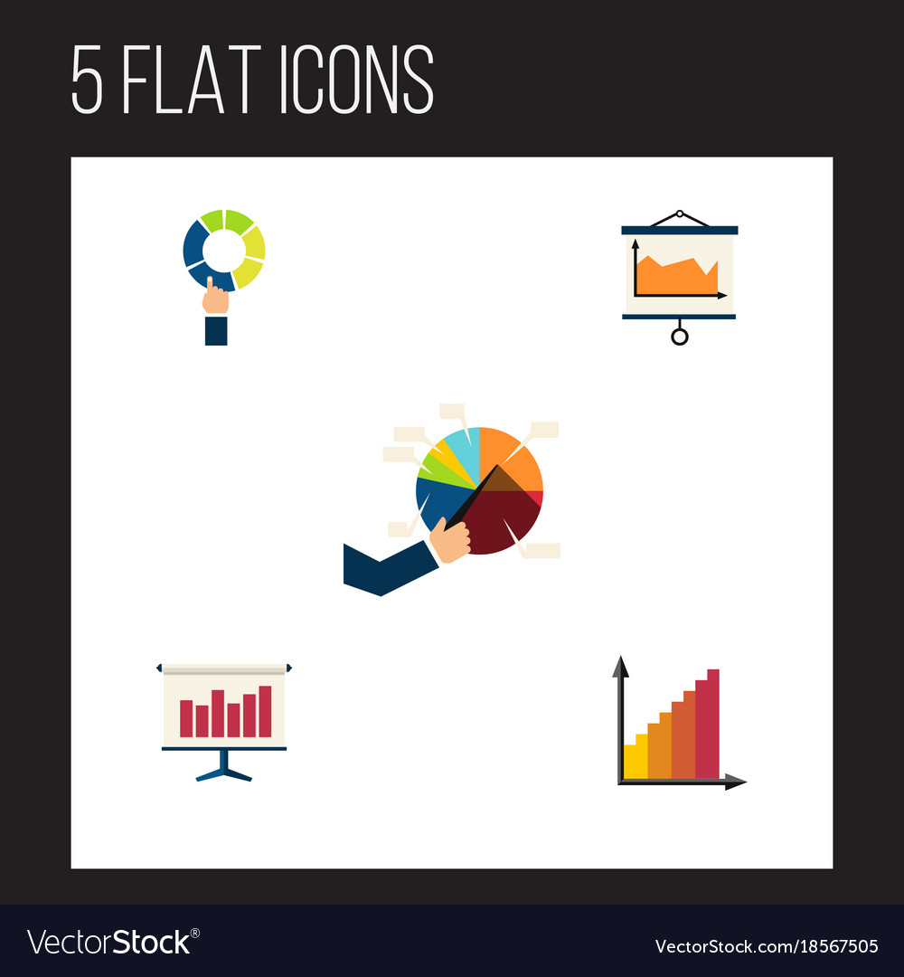 Flat icon diagram set of monitoring graph