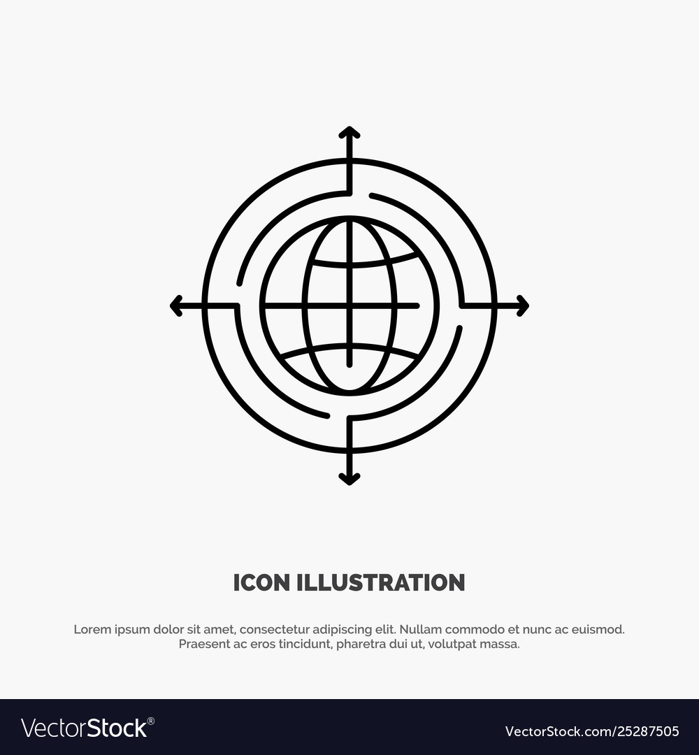 Globe focus target connected line icon