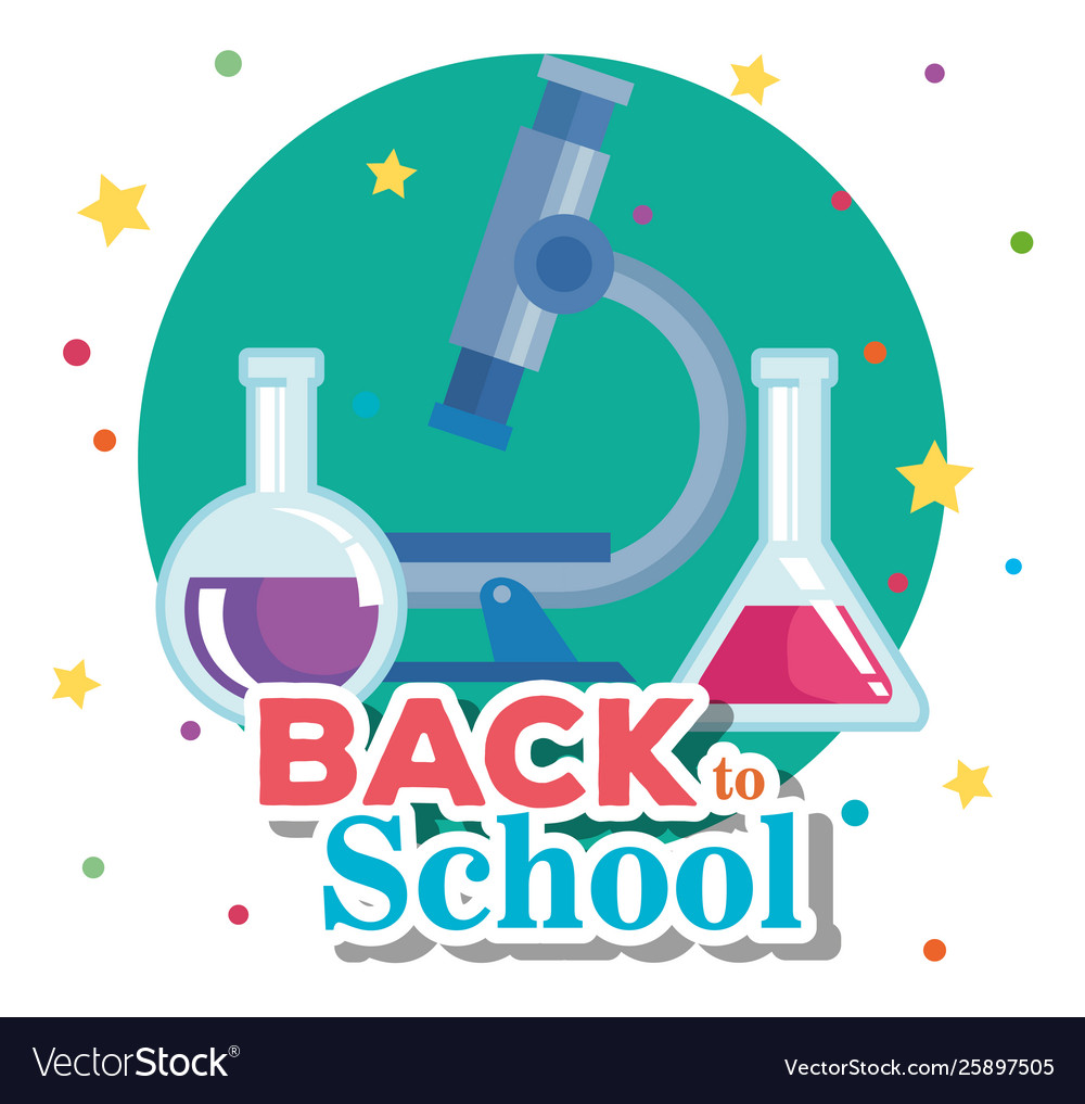 Microscope with erlenmeyer flask elementary vector image Microscope with erlenmeyer flask elementary