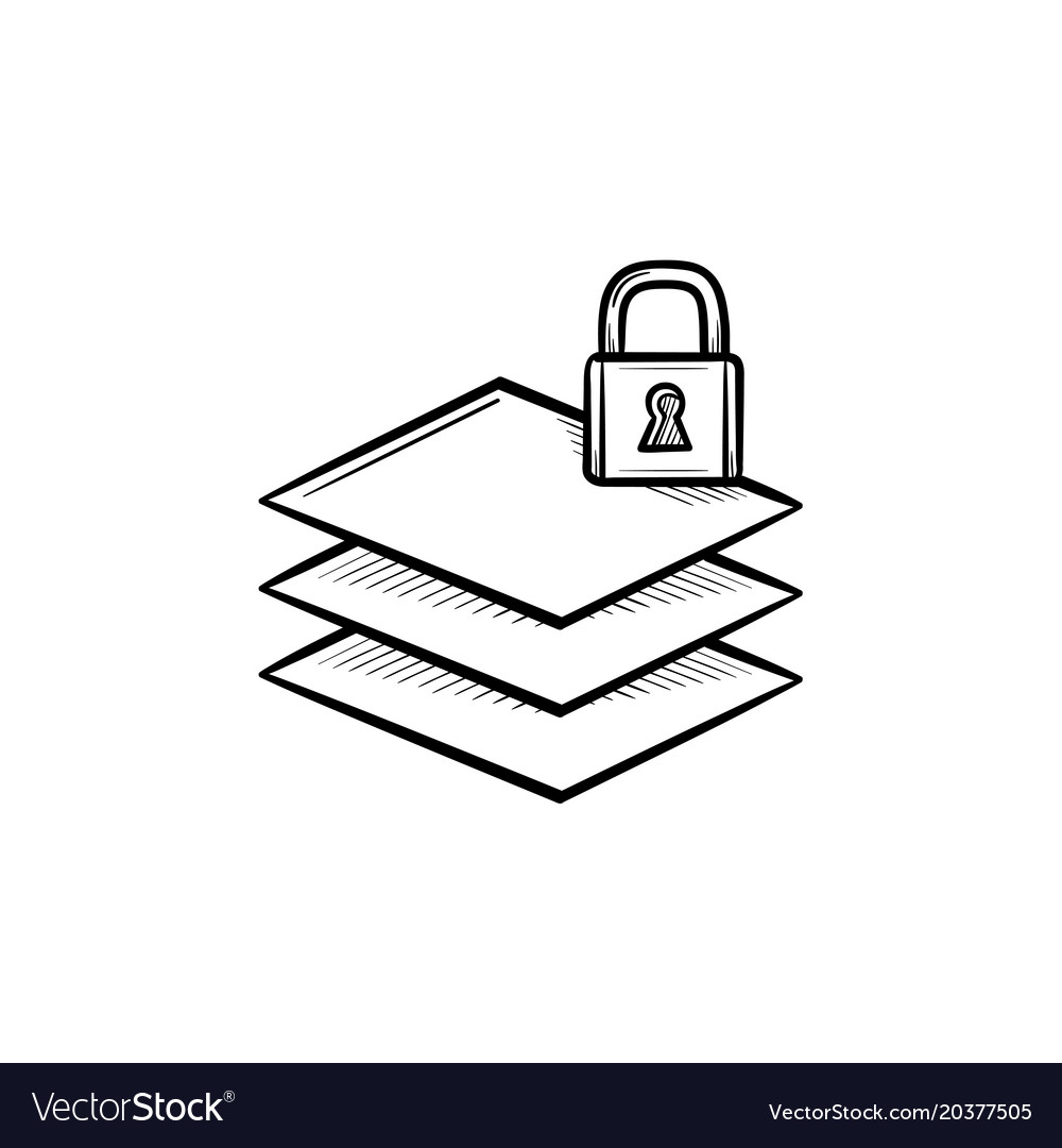 Paper Stack with Lock Icon