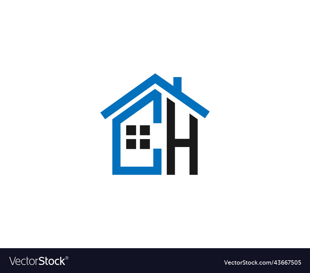 Real estate letter ch home logo design Royalty Free Vector