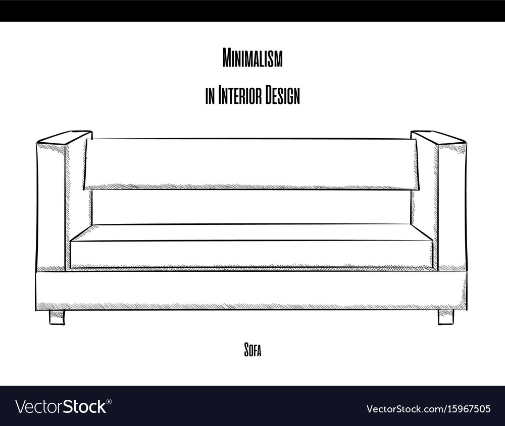 Sofa mit geradem Rücken in der Kontur auf weiß