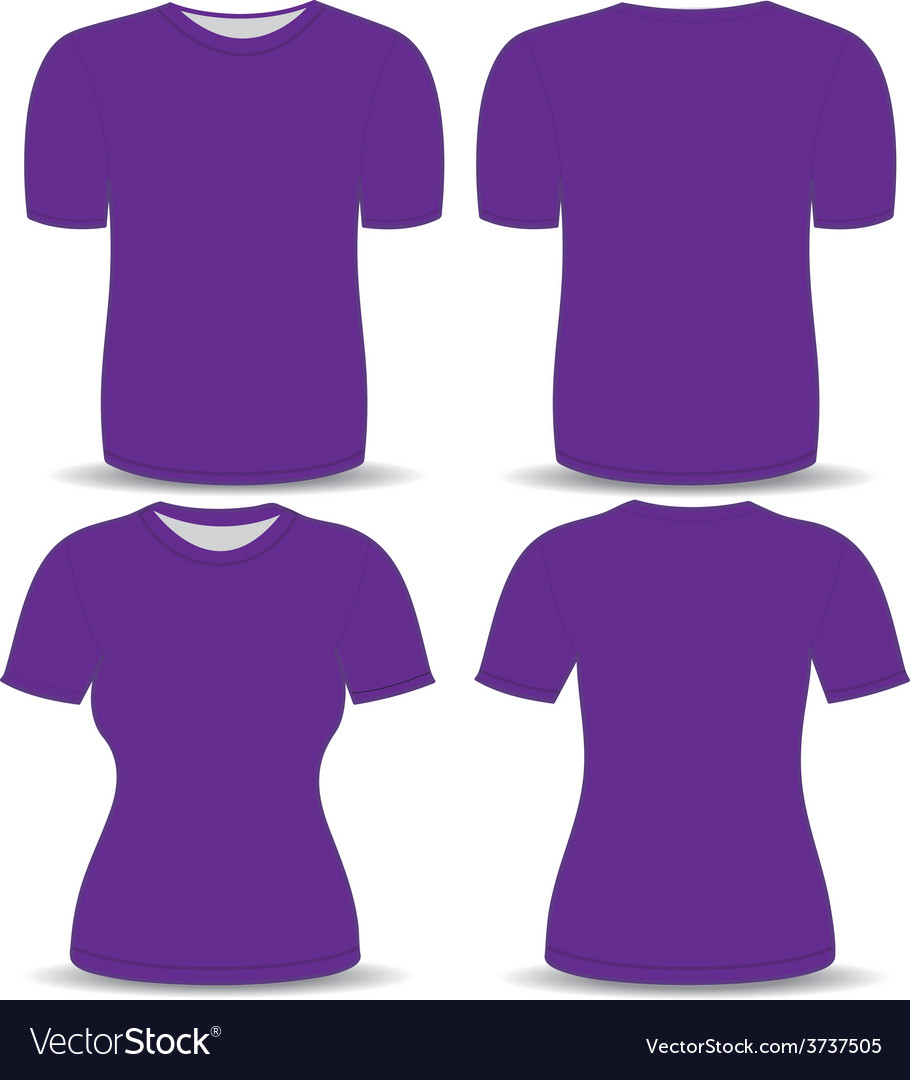 Fuchsia purple t-shirt template shirt isolated on white background front  and back design short sleeve. Sport print ready clothing vector men, women  or unisex design. Advertisement empty clean template Stock Vector