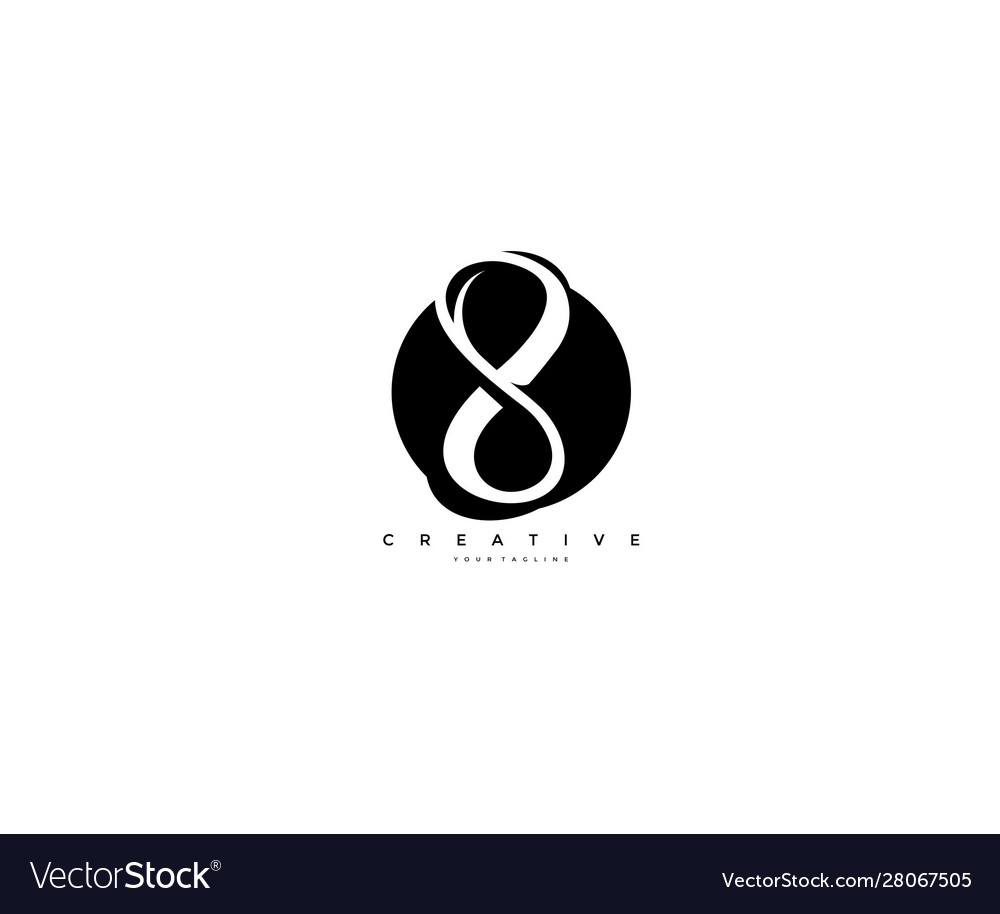 Text initial 8 monogram rounded shape black color