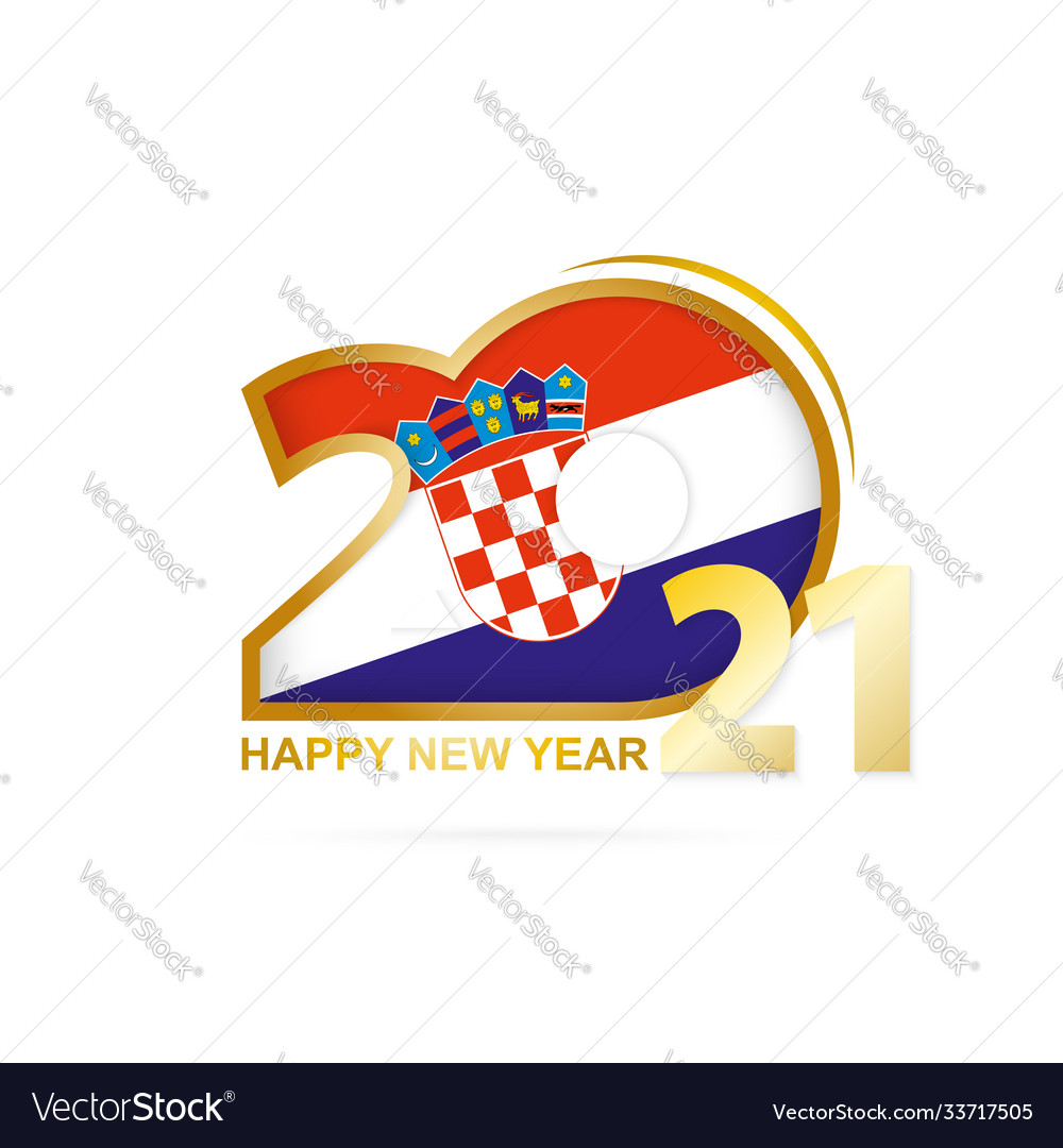 Year 2021 with croatia flag pattern happy new