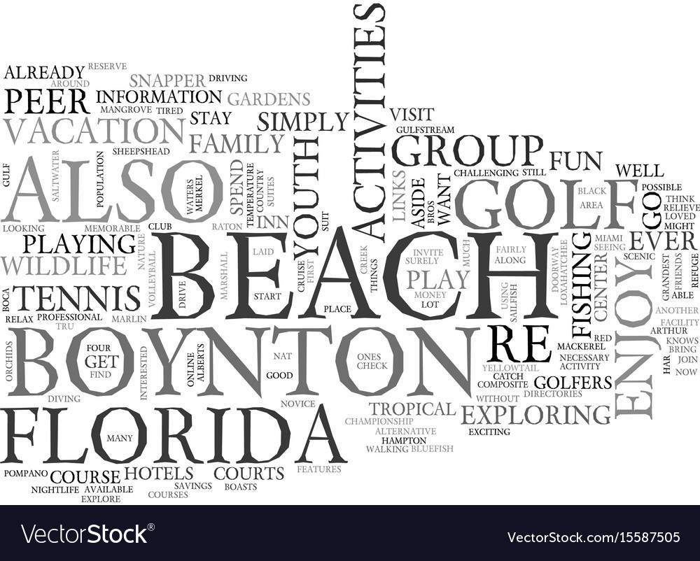 Youth Activities At Boynton Beach Florida Text Vector Image