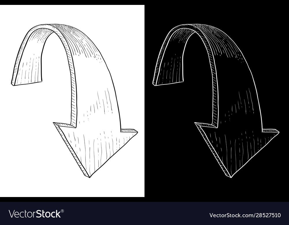 Arrow down hand drawn sketch Royalty Free Vector Image