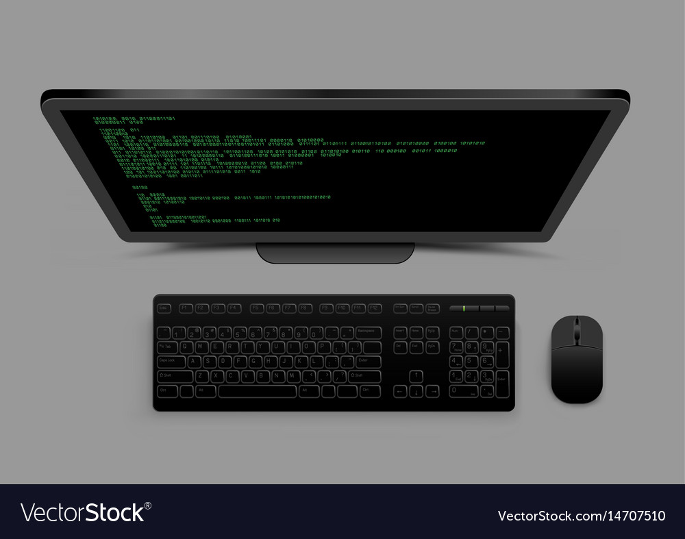 Black computer from above Royalty Free Vector Image