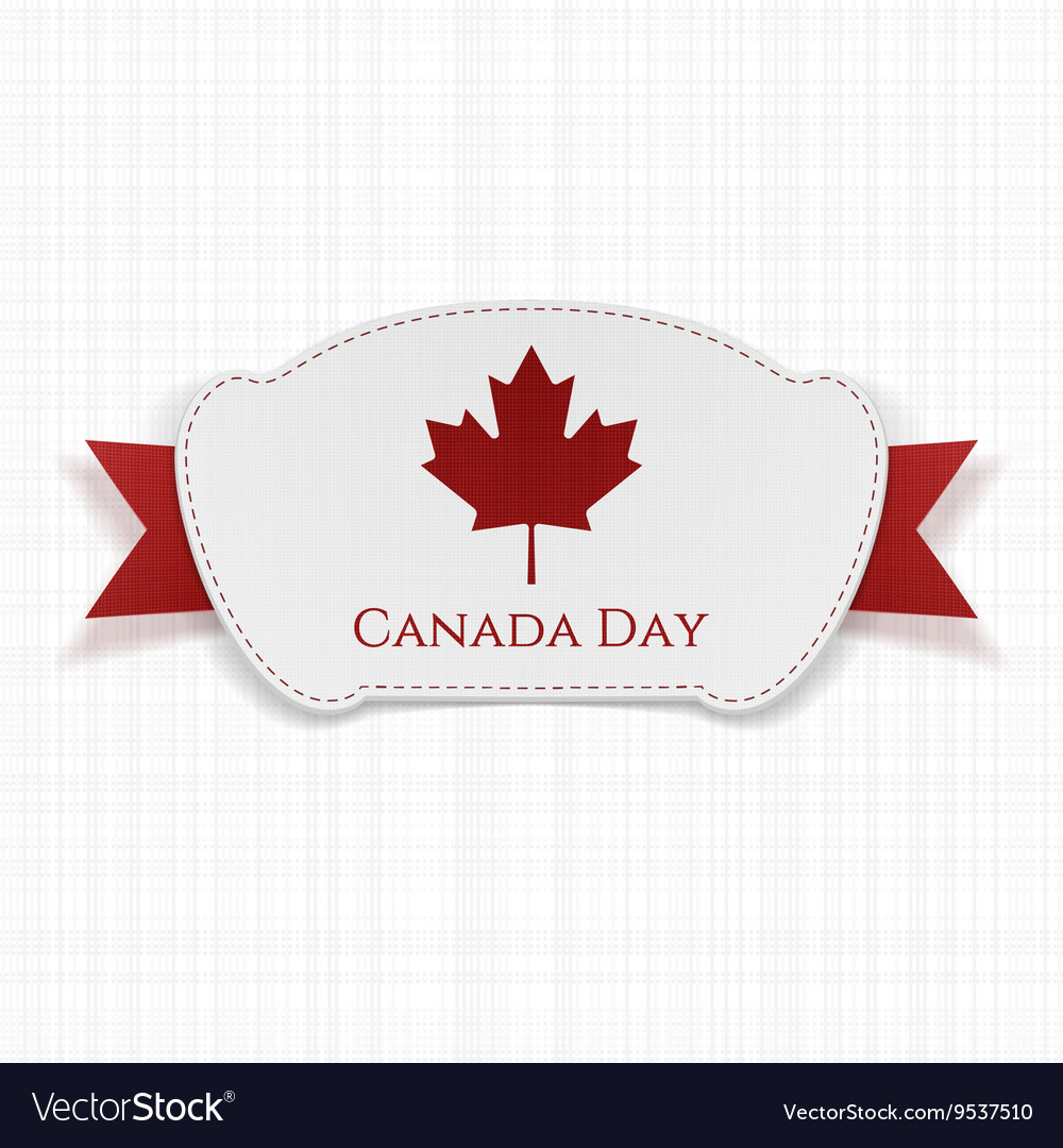 Canada day realistic label with ribbon