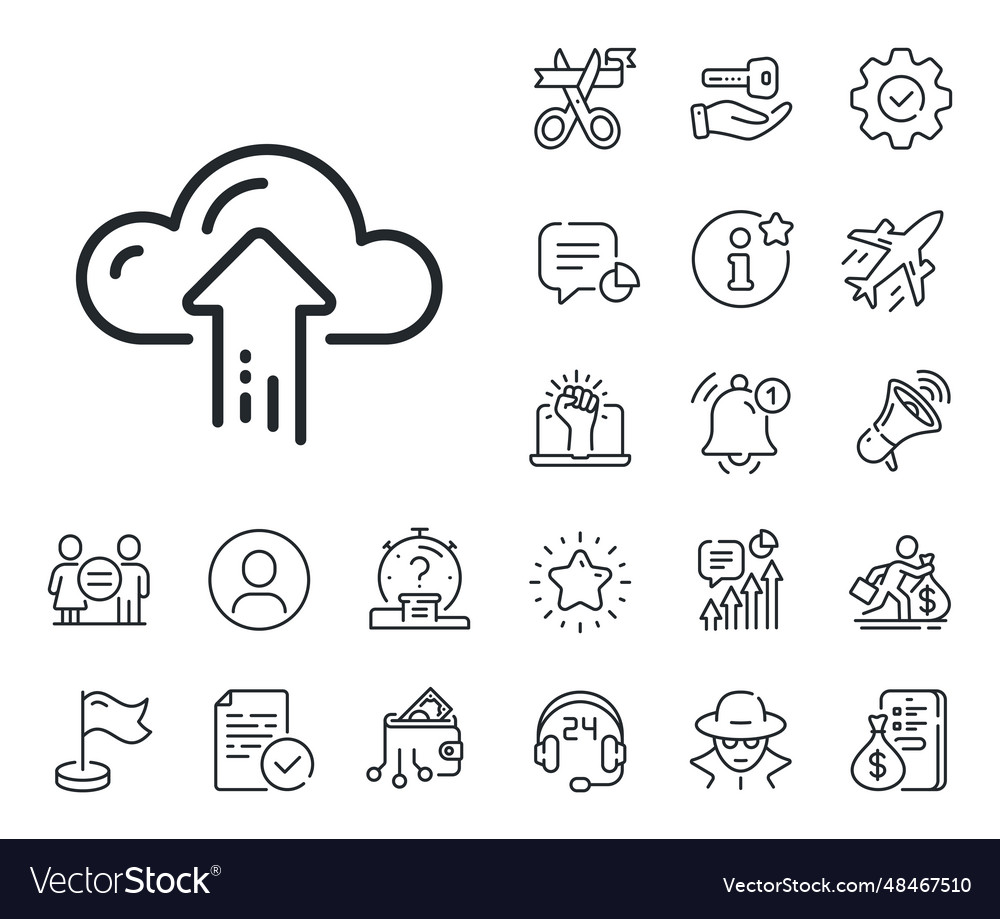 Cloud computing upload line icon internet data vector image Cloud computing upload line icon internet data
