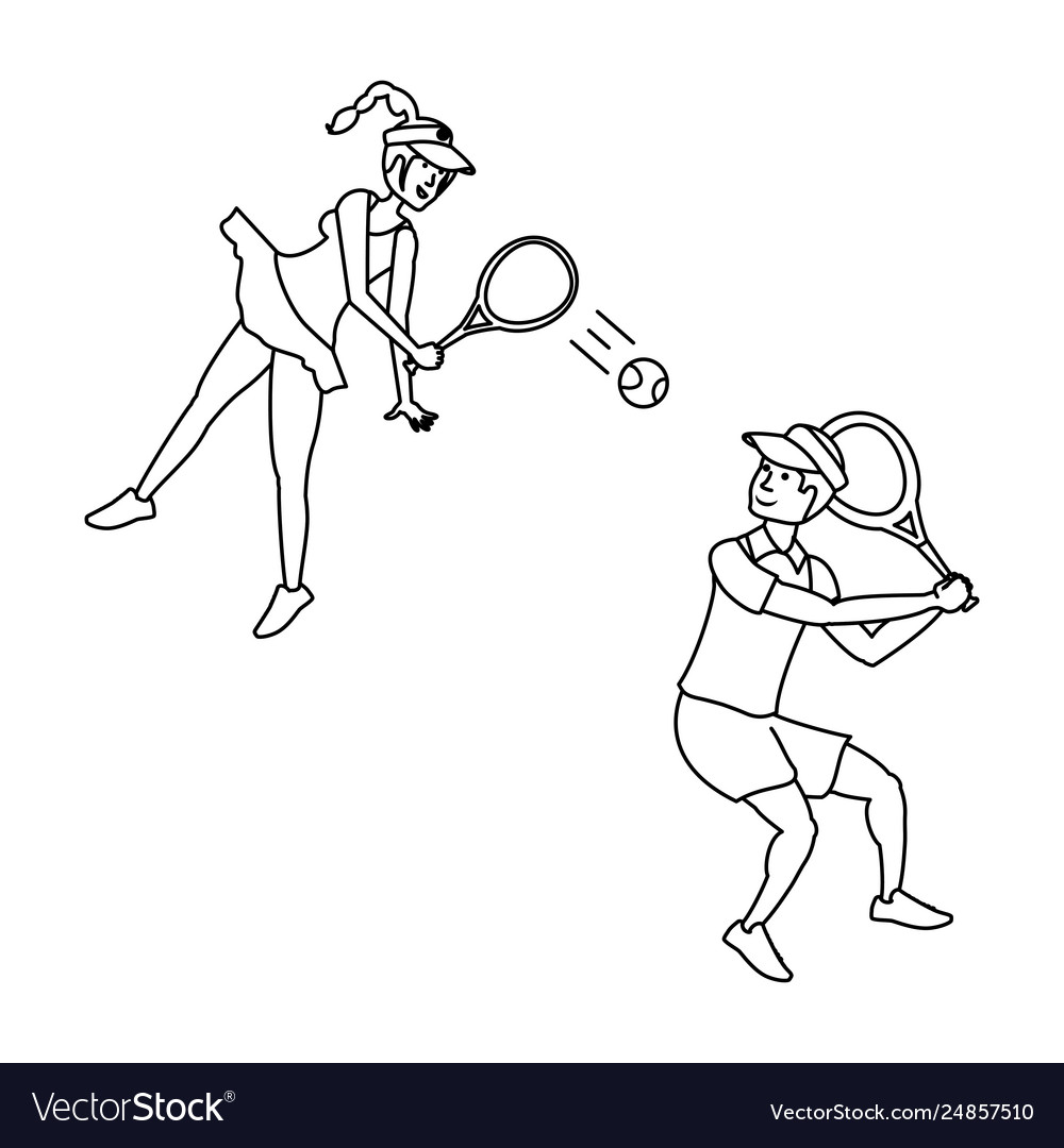 Couple playing tennis avatar character