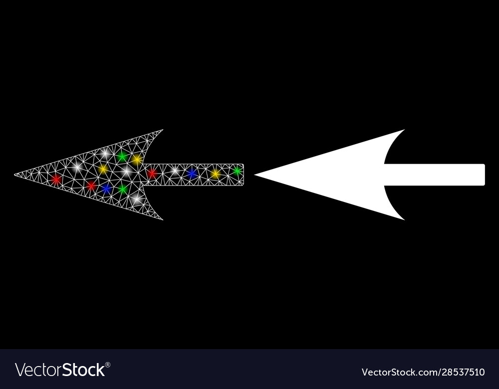 Flare mesh wire frame sharp left arrow icon vector image Flare mesh wire frame sharp left arrow icon
