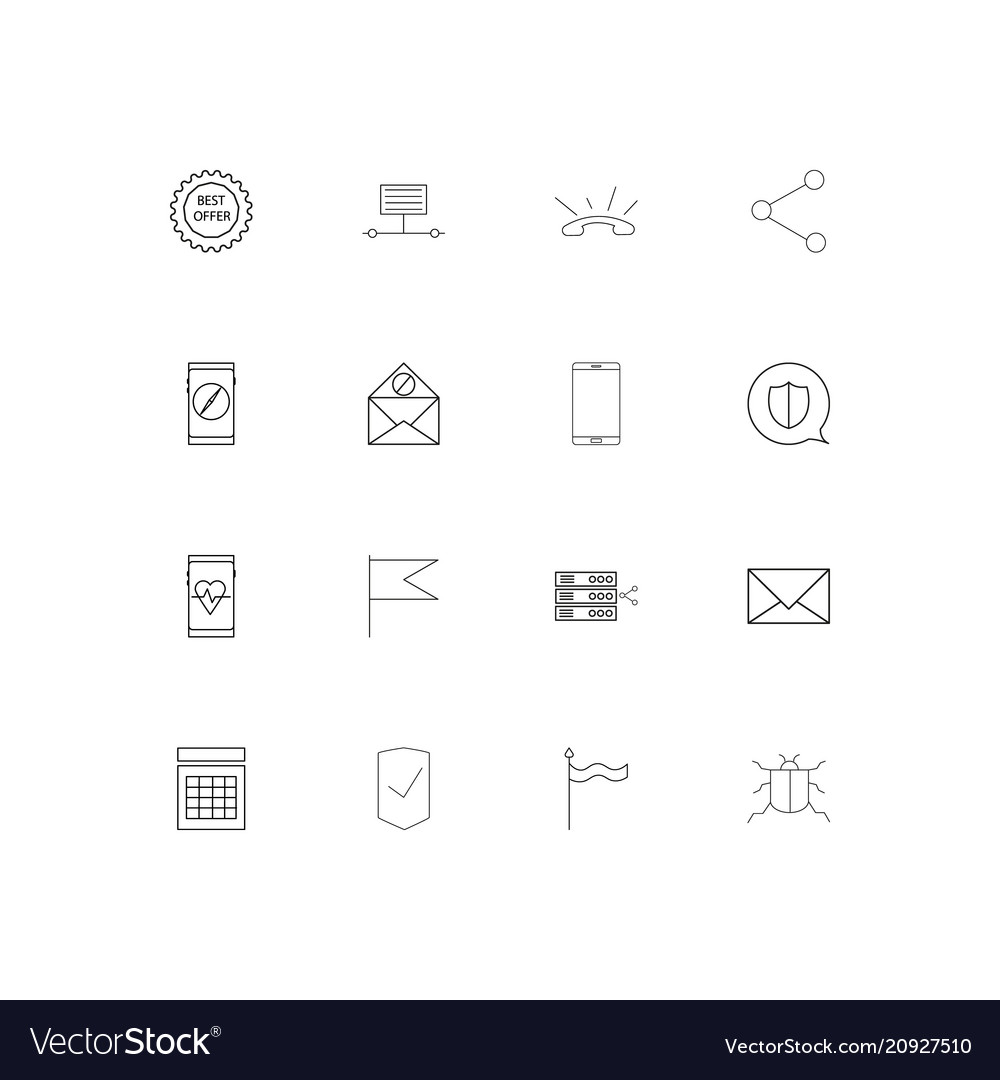 Internet technologies linear thin icons set