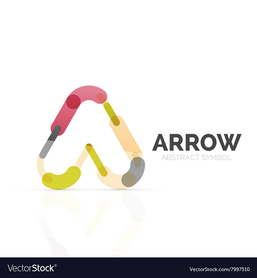 Linear arrow abstract logo connected multicolored