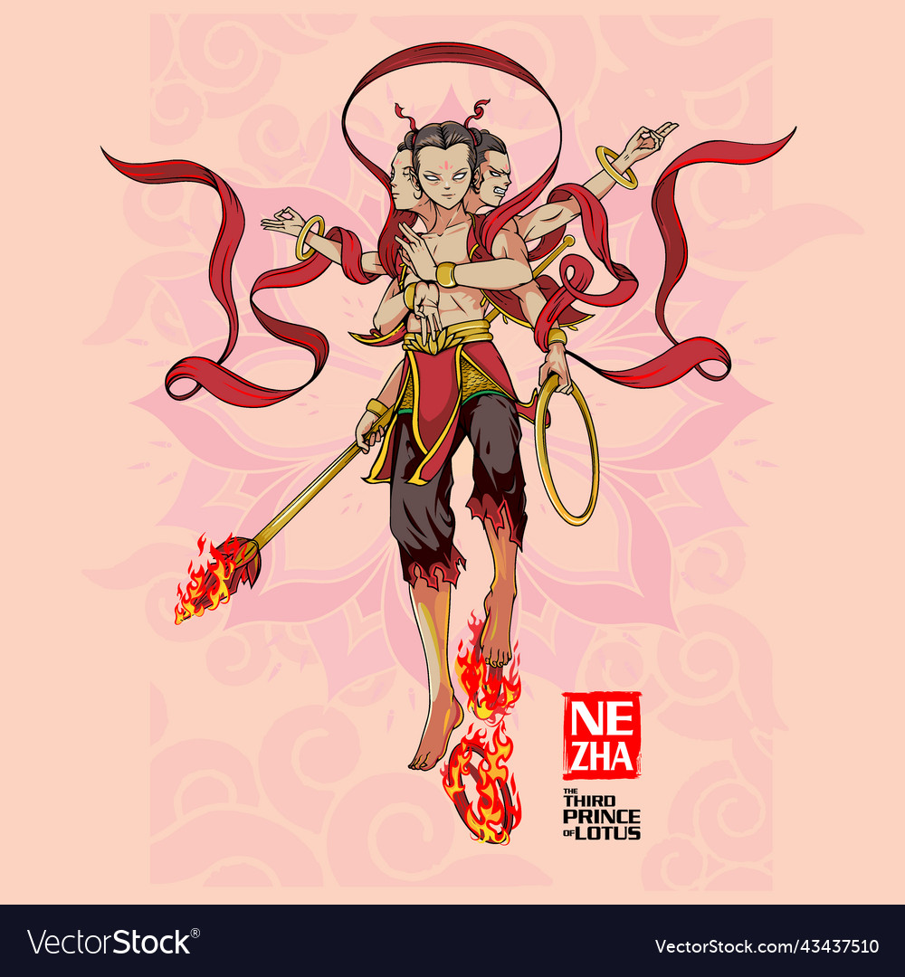 Nezha the third prince of lotus Royalty Free Vector Image