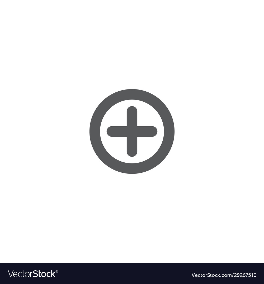Plus add button icon concept isolated on white vector image Plus add button icon concept isolated on white
