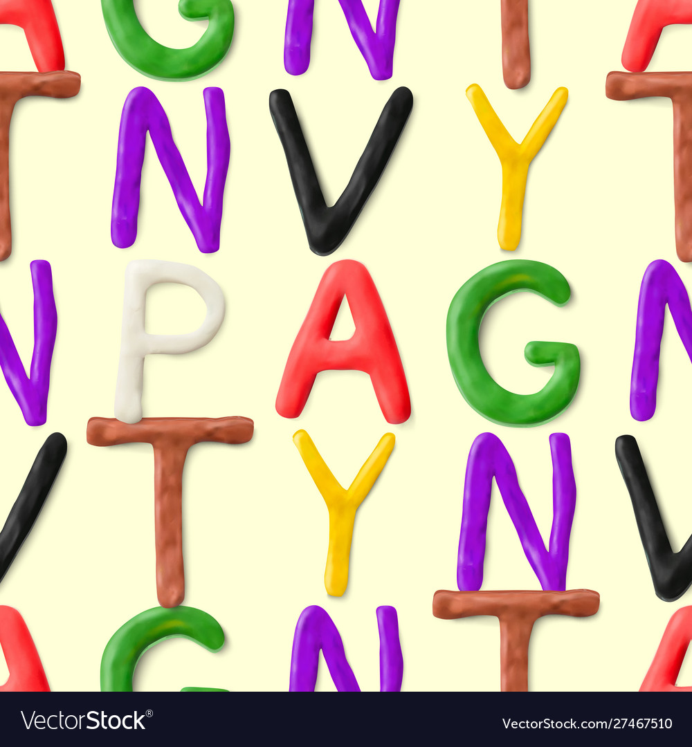 Seamless pattern with alphabet handmade modeling vector image Seamless pattern with alphabet handmade modeling
