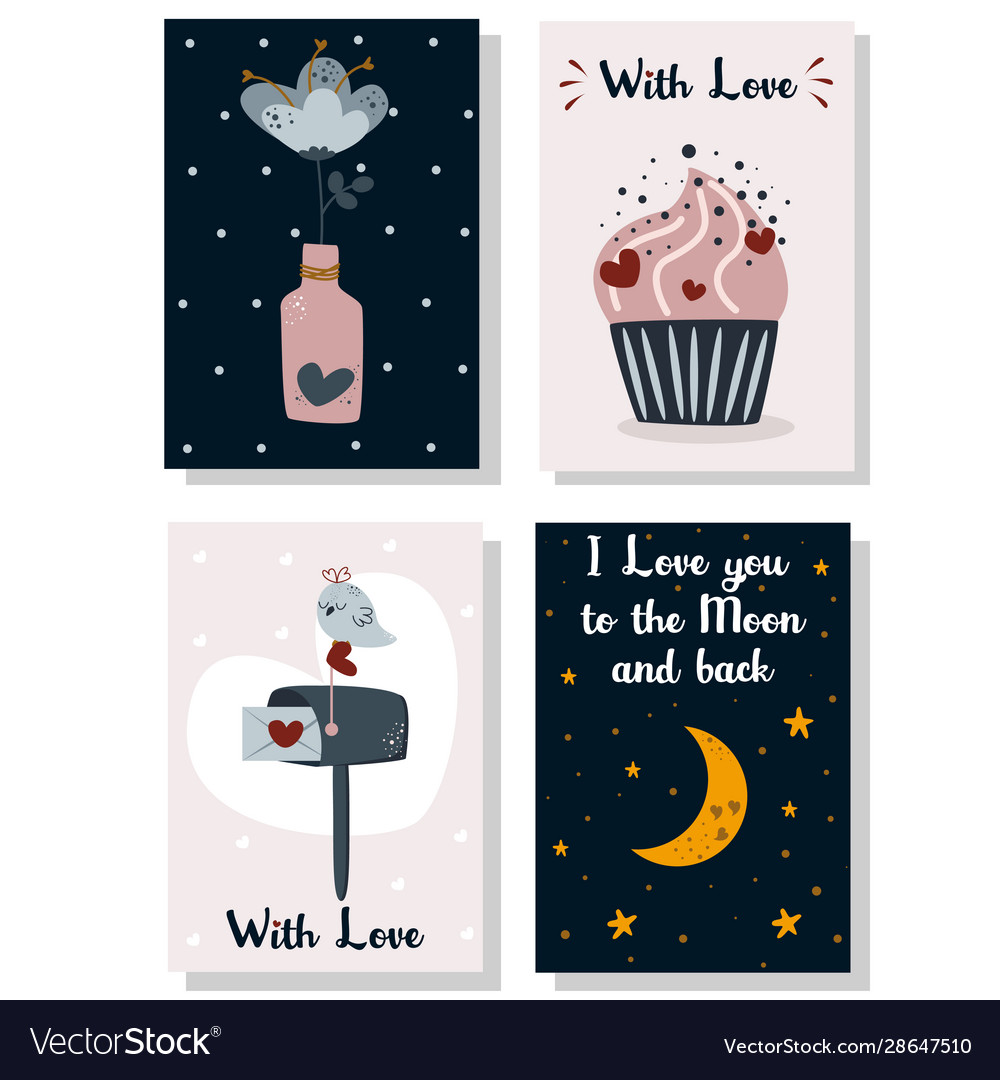 Set isolated romantic cards part two