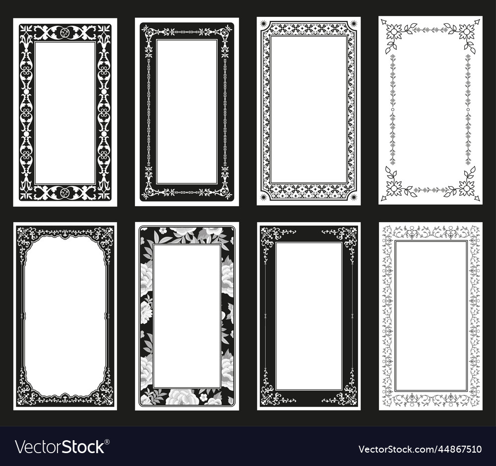 Set of ornamental retro style frames and blank