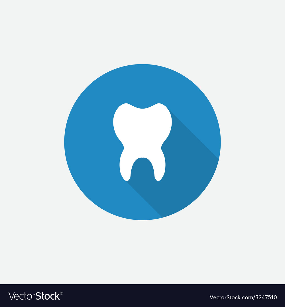 Tooth flat blue simple icon with long shadow