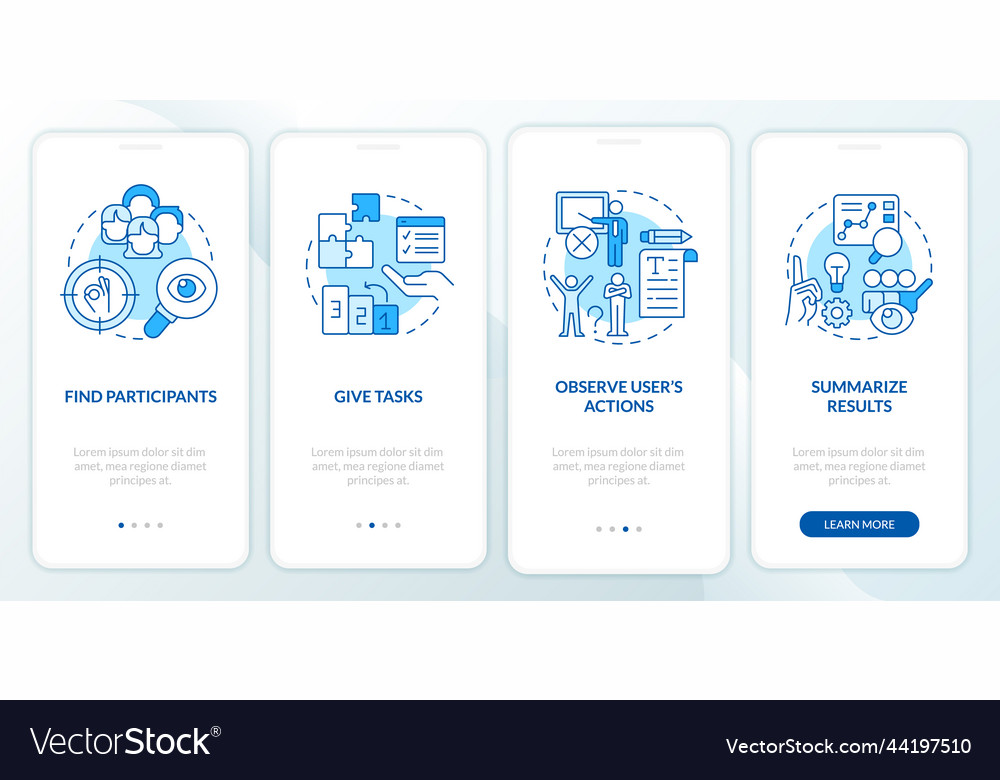 Usability testing tasks blue onboarding mobile