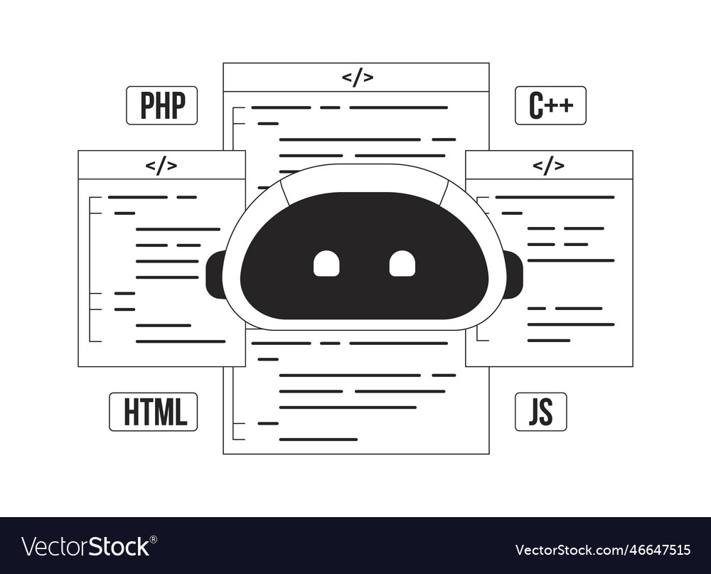 Ai-assisted coding black and white concept spot