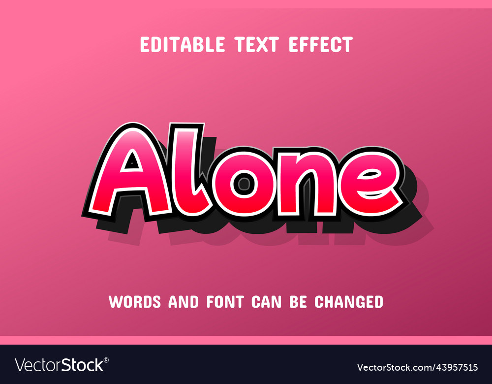 Alone text - editable gradient effect vector image Alone text - editable gradient effect