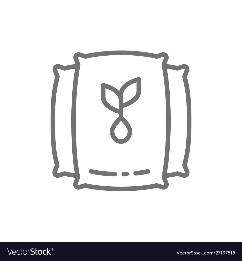 Bag with seeds harvest line icon Royalty Free Vector Image