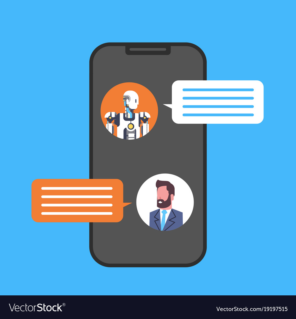 Business man chatting with chatbot service using