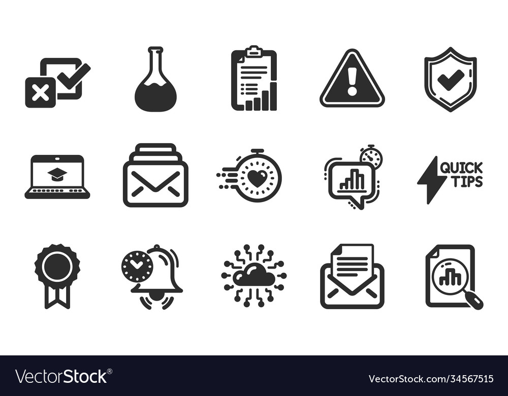 Checklist mail and analytics graph icons set