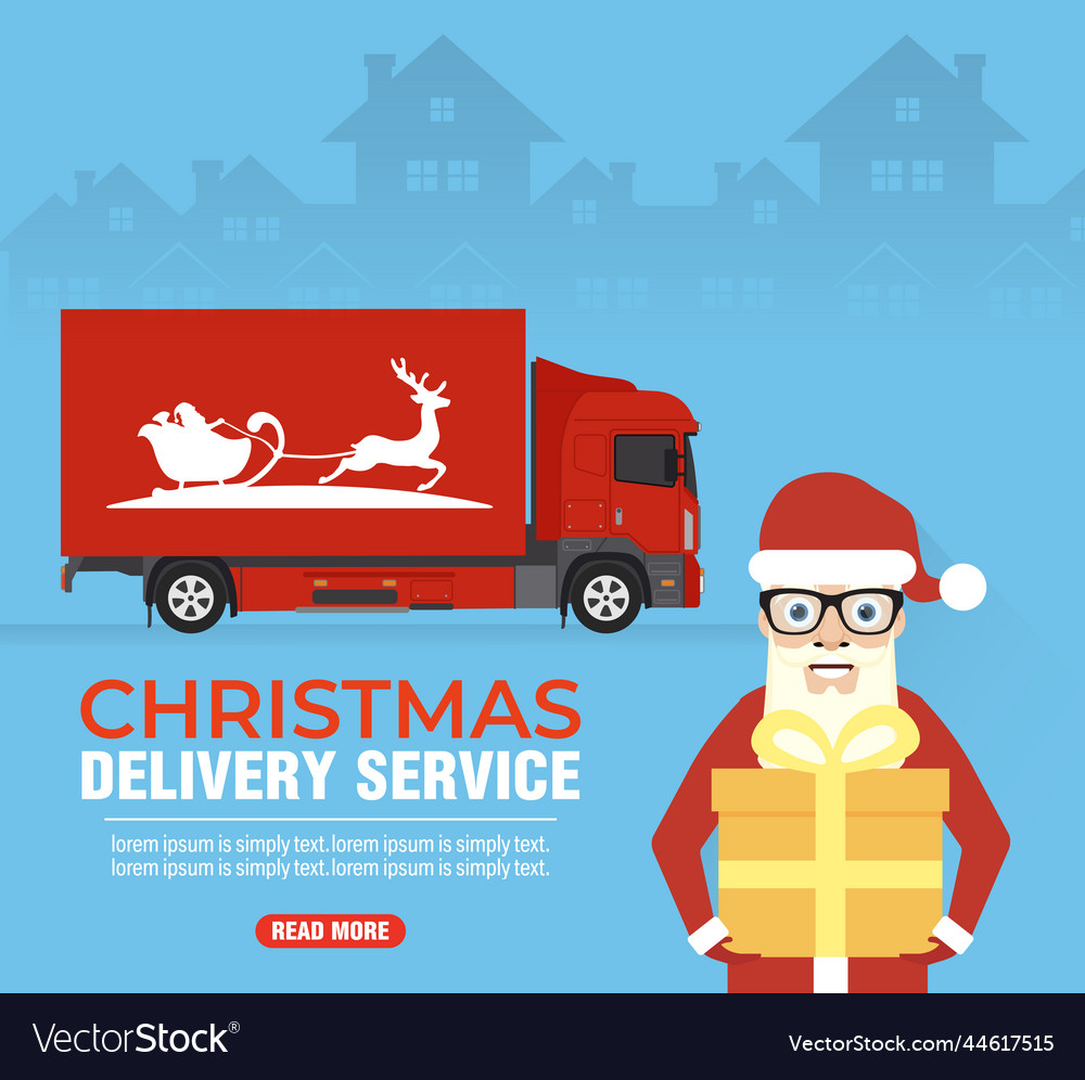 Christmas delivery service concept modern design vector image Christmas delivery service concept modern design