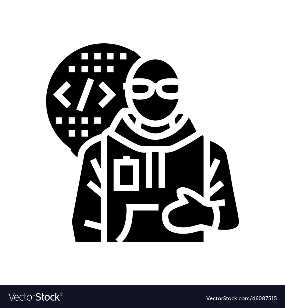 Computer engineer worker glyph icon vector image Computer engineer worker glyph icon