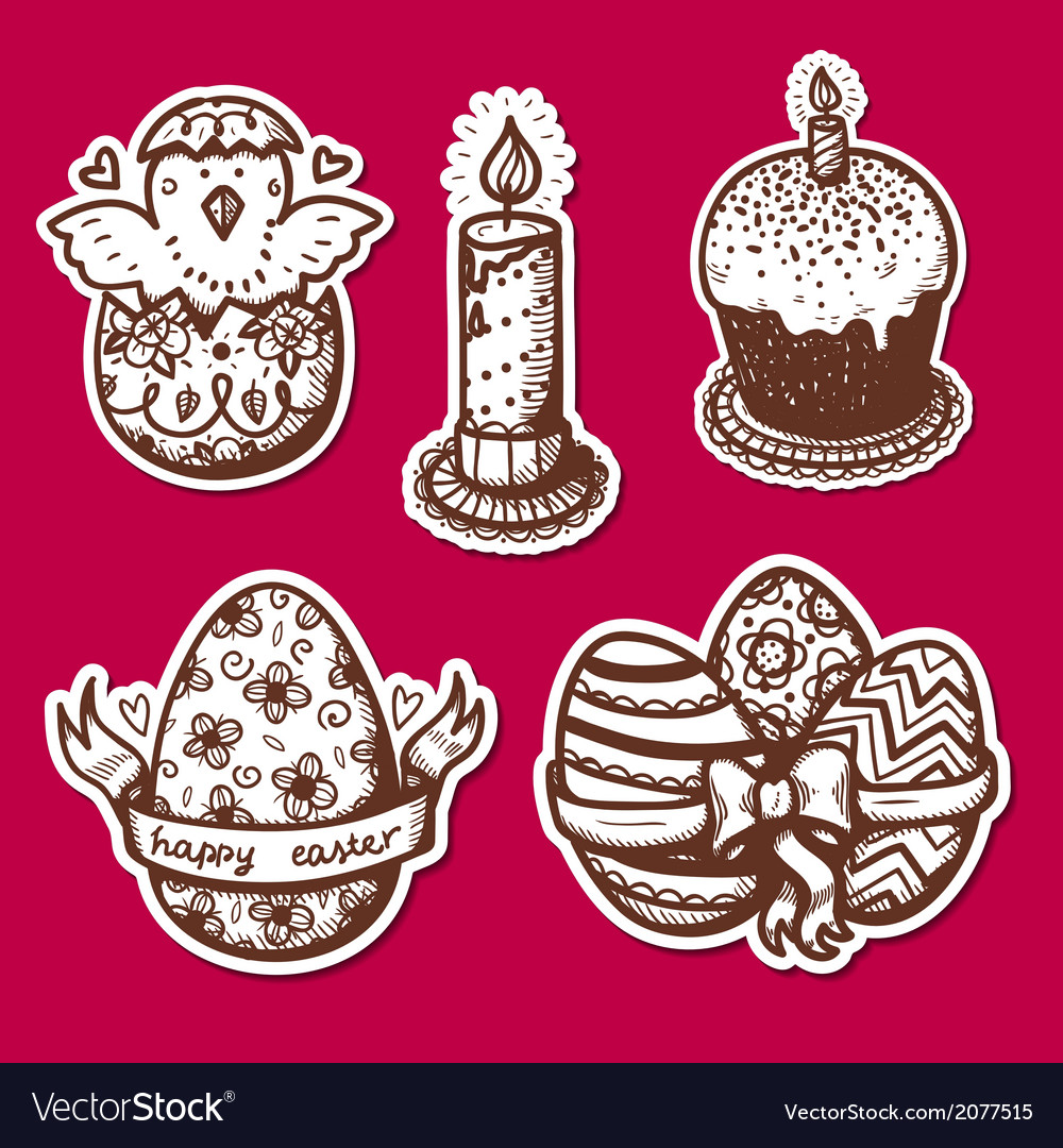 Easter objects stickers collection