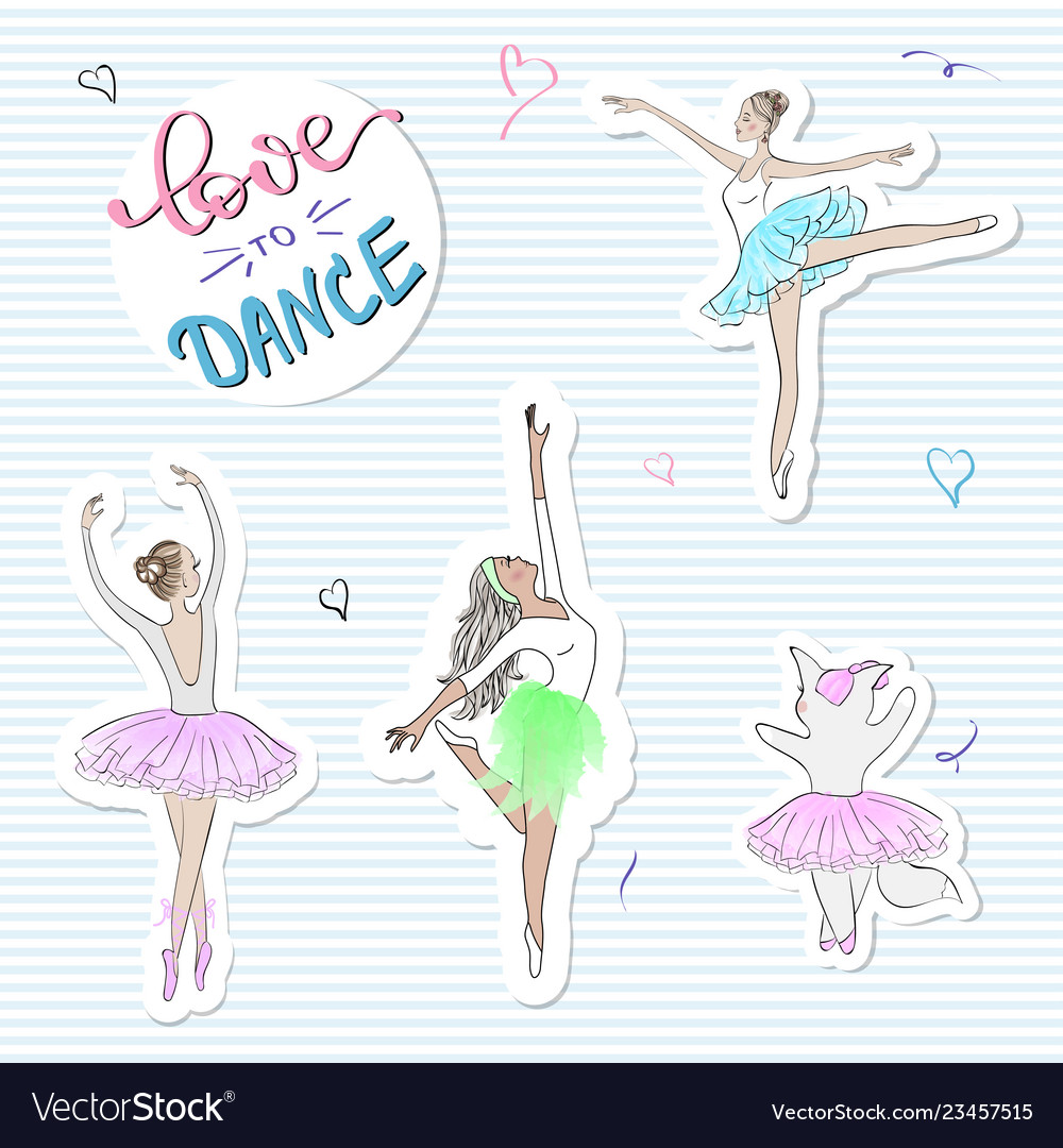 Fashion stickers with ballerinascat slogan print