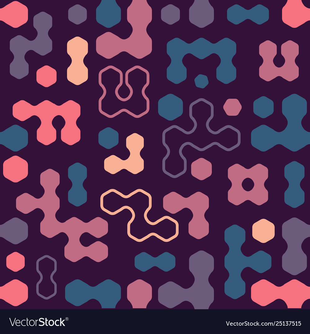 Geometric colored hexagon forms seamless pattern vector image Geometric colored hexagon forms seamless pattern