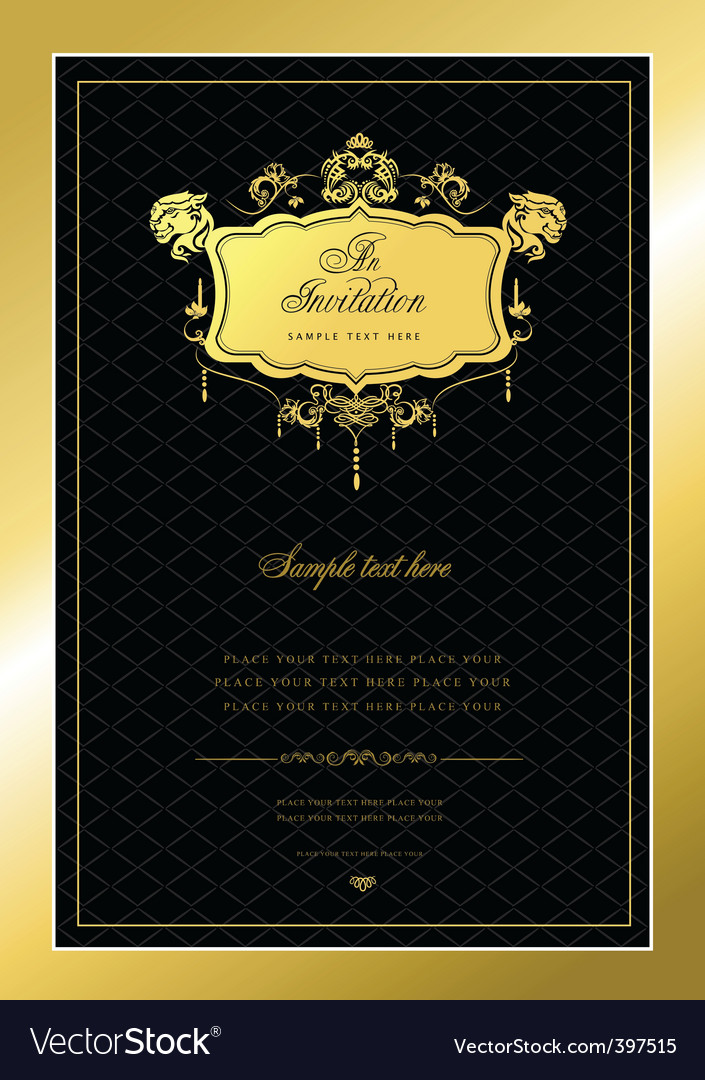 Gold invitation Royalty Free Vector Image - VectorStock