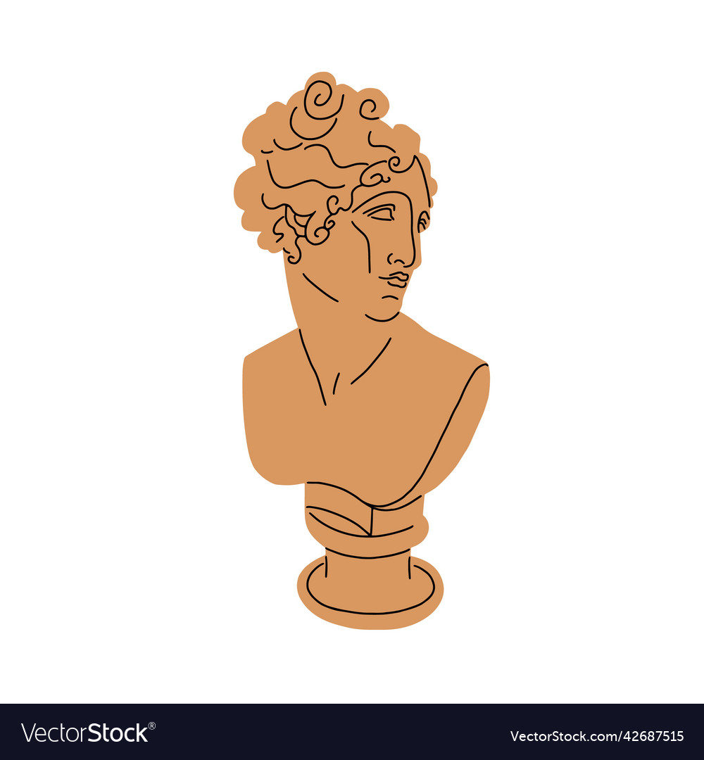 Greek bust sculpture of abstract goddess drawn Vector Image