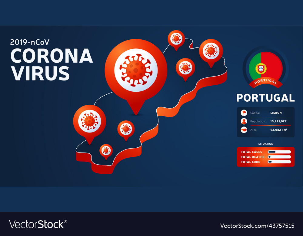 Isometric map of portugal with highlighted