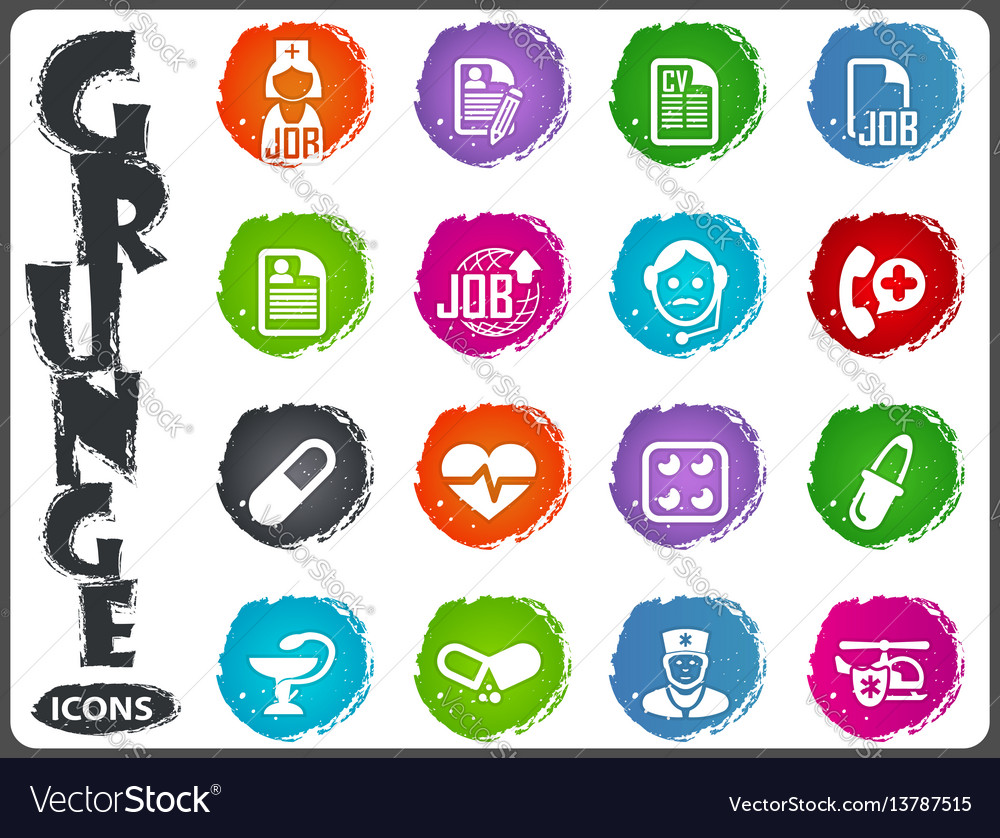 Job icons set in grunge style