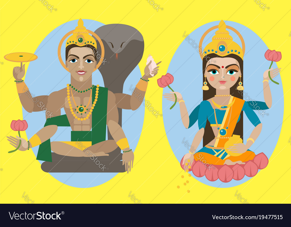 Lord vishnu and mata lakshmi Royalty Free Vector Image