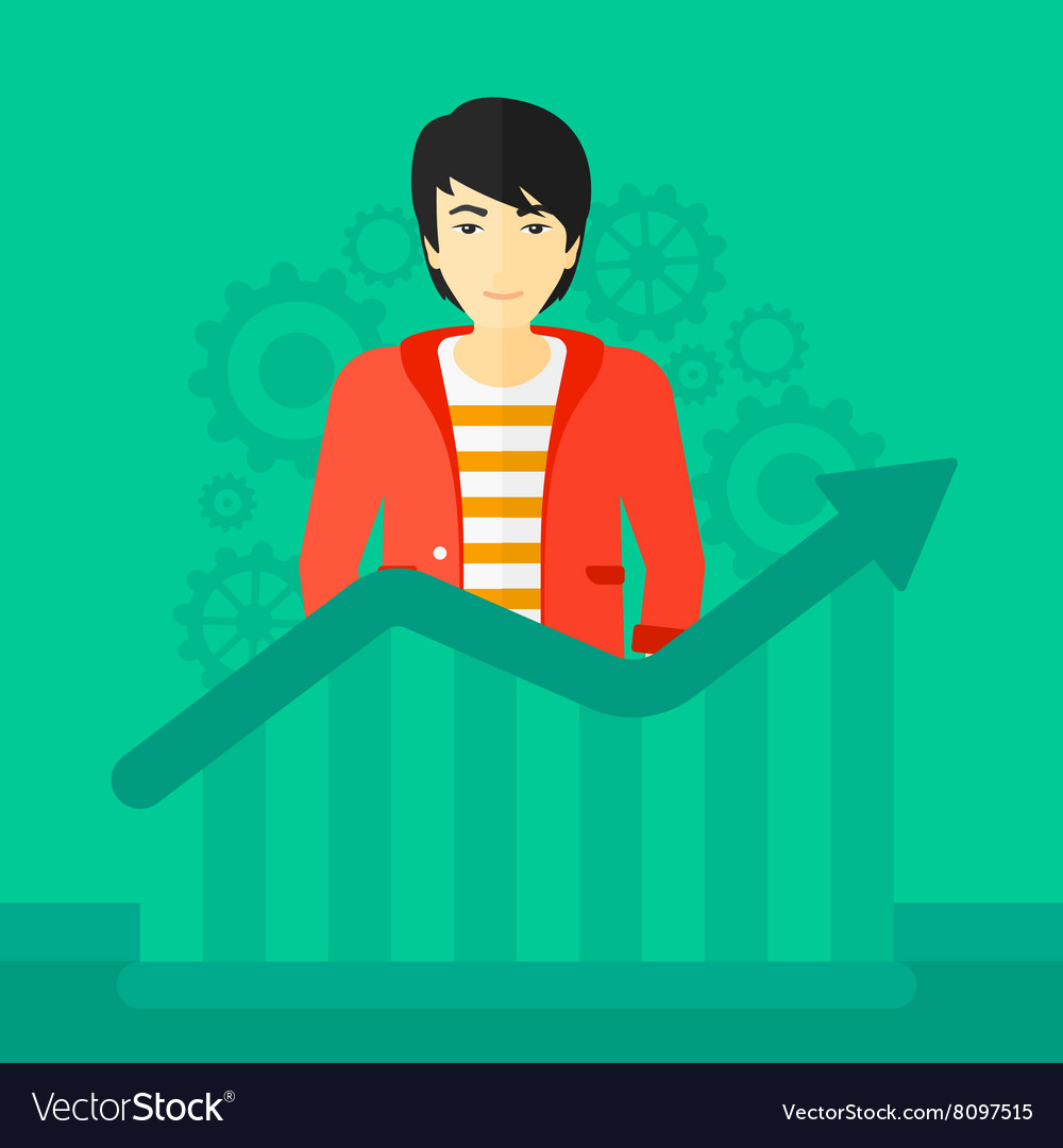 Man with growing chart