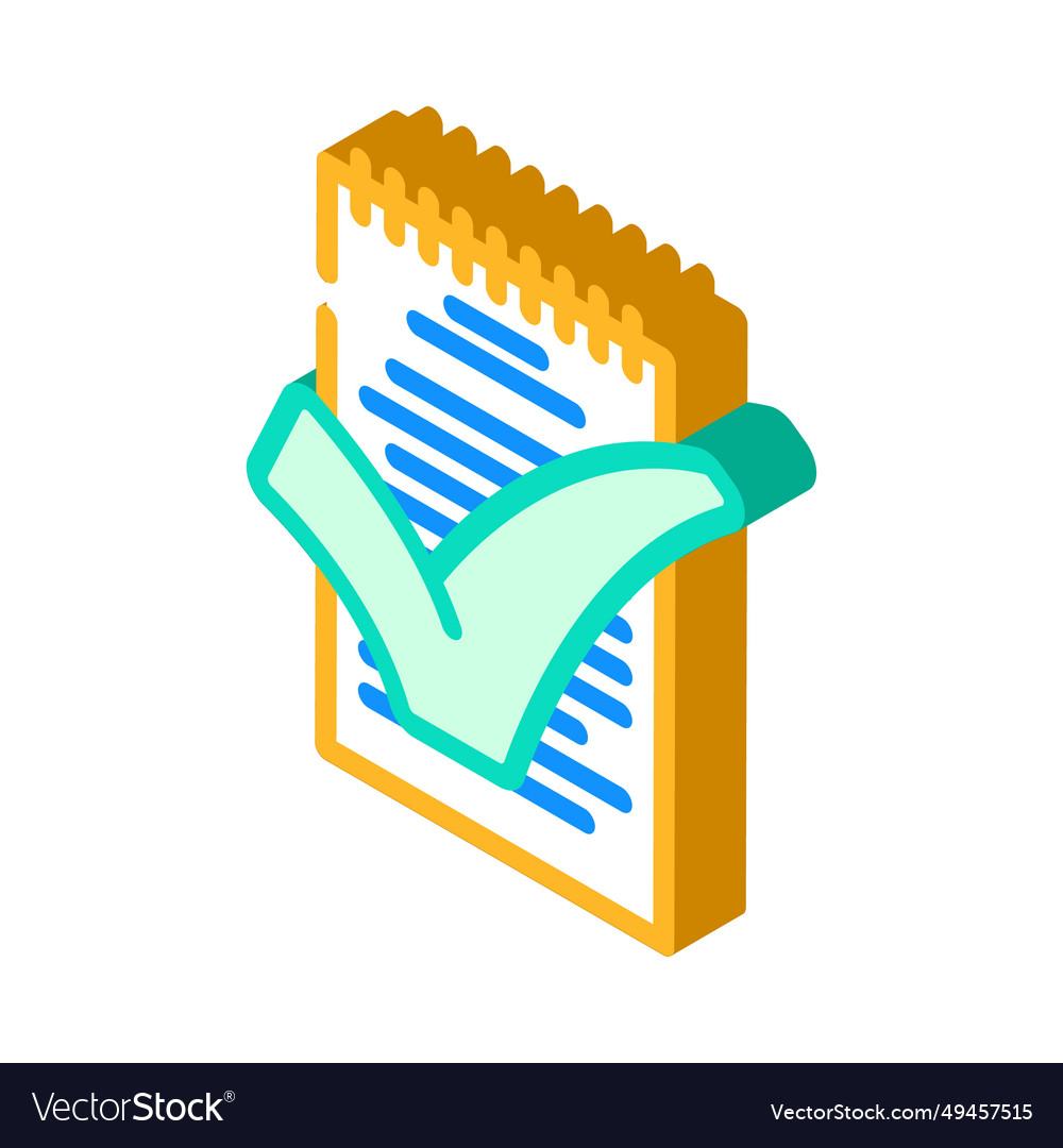 Notepad check mark isometric icon