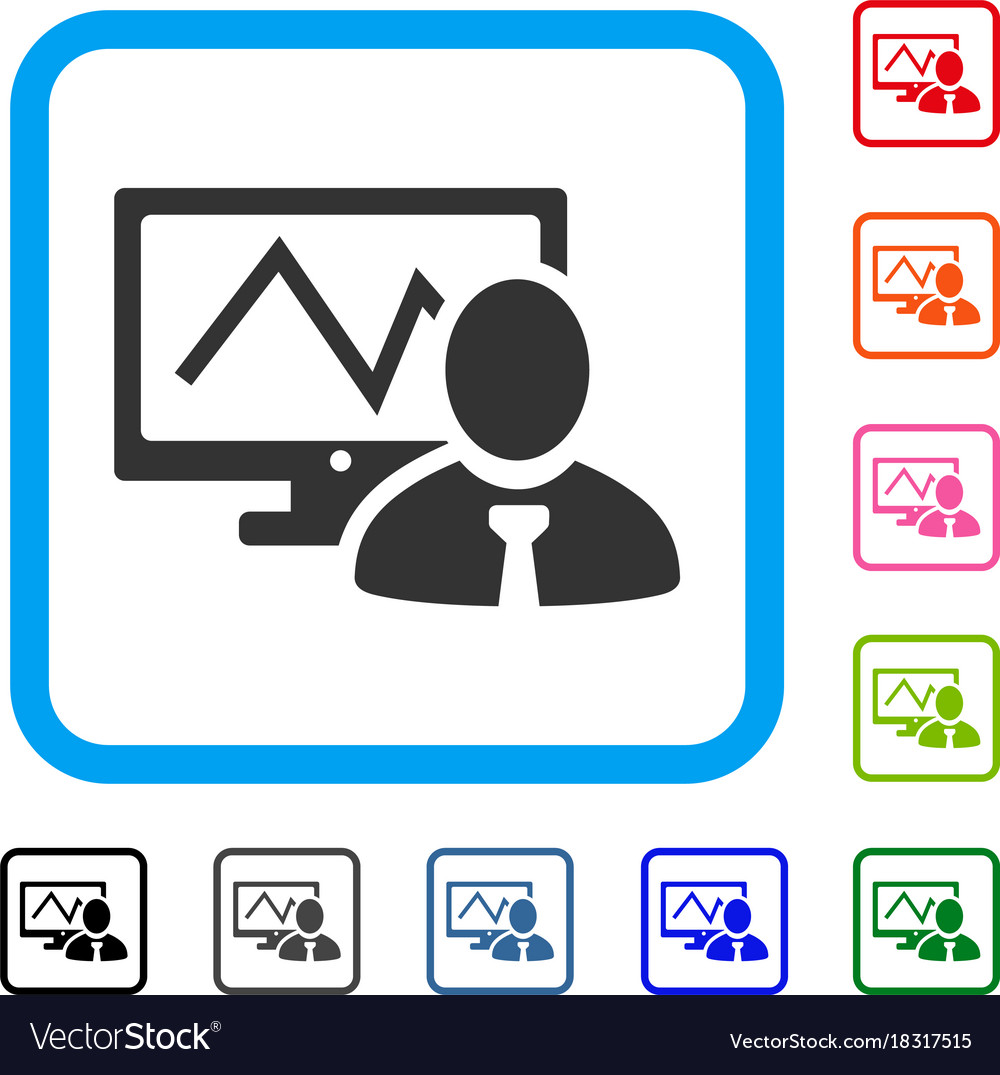Online trader framed icon