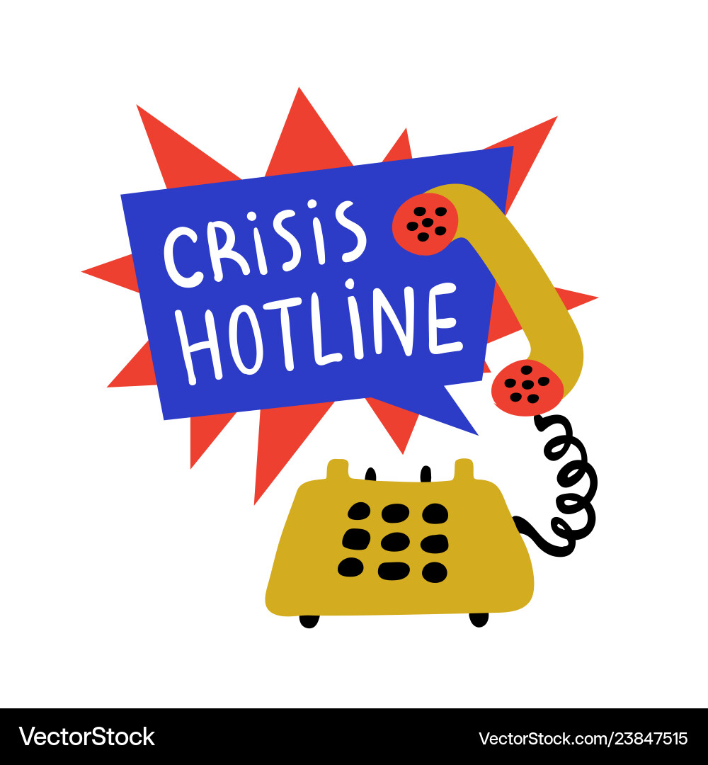 Psychology crisis hotline support call Royalty Free Vector