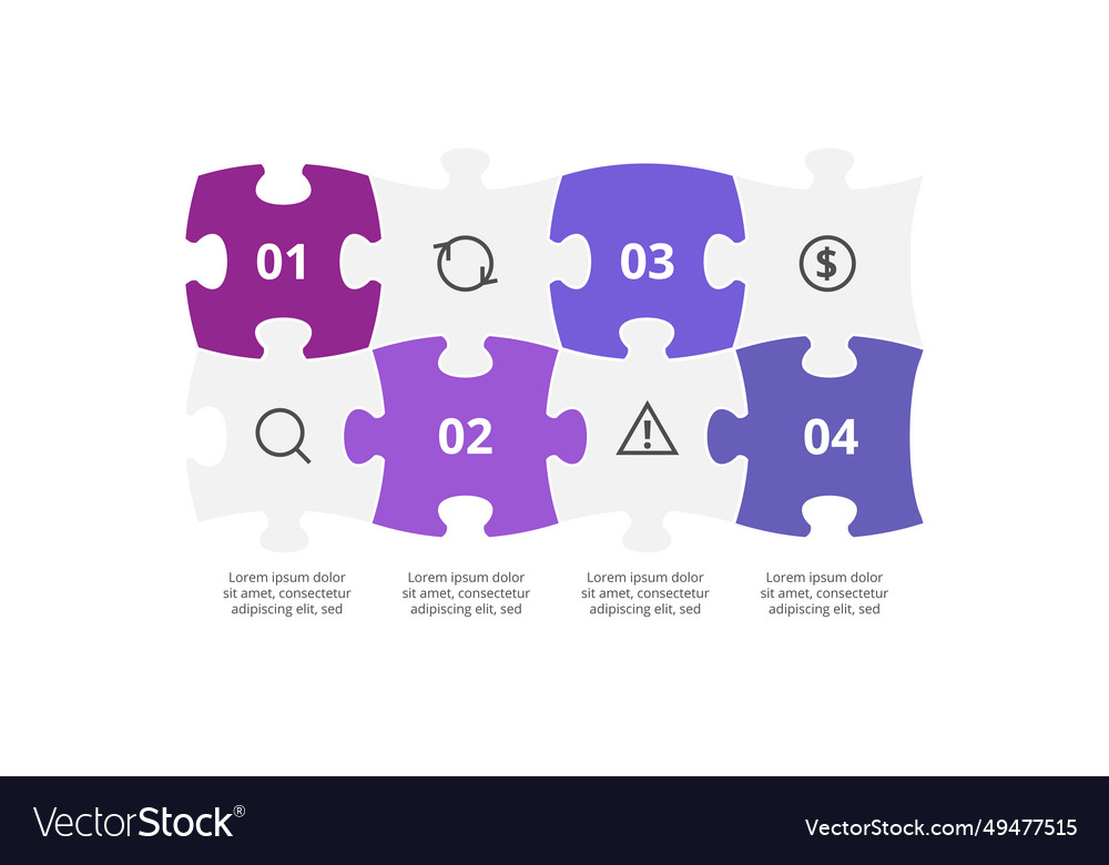 Puzzle infographic with 4 elements presentations Vector Image