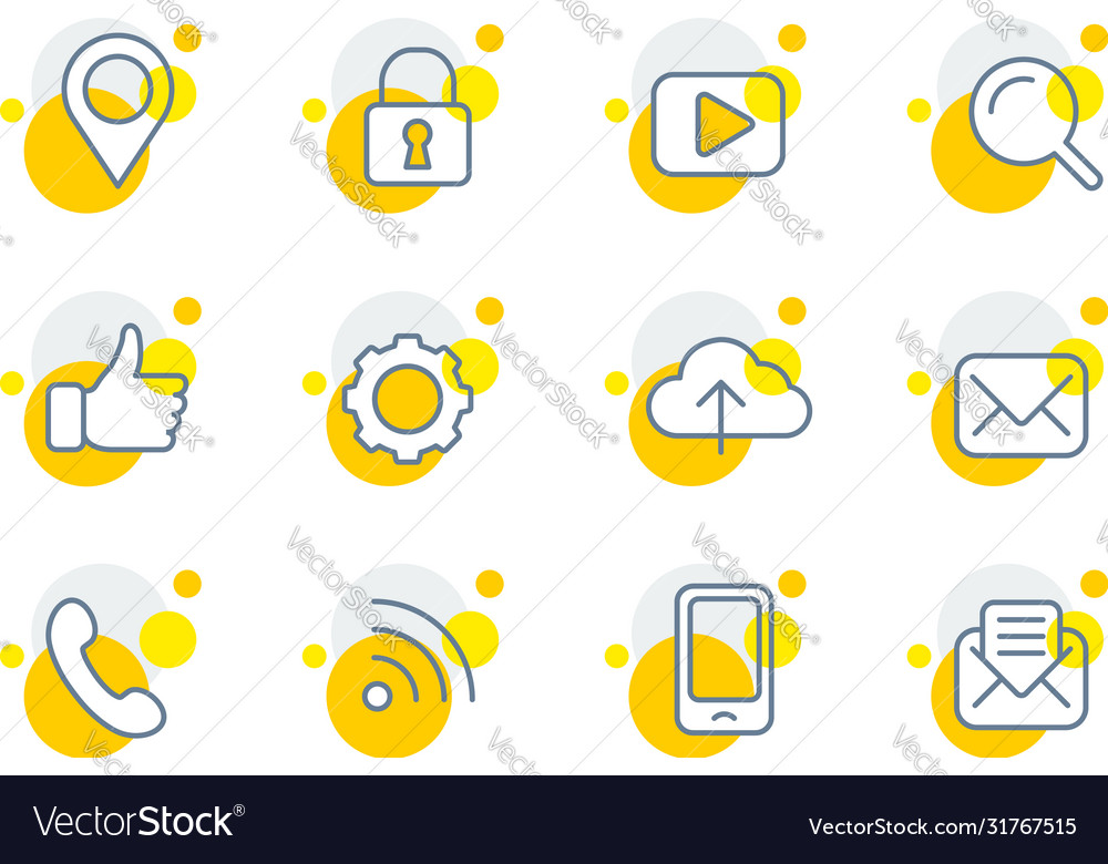Set line icons with circular elements
