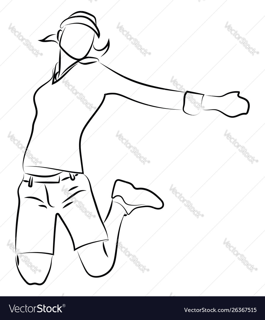 Sketch a happy girl on white background Royalty Free Vector